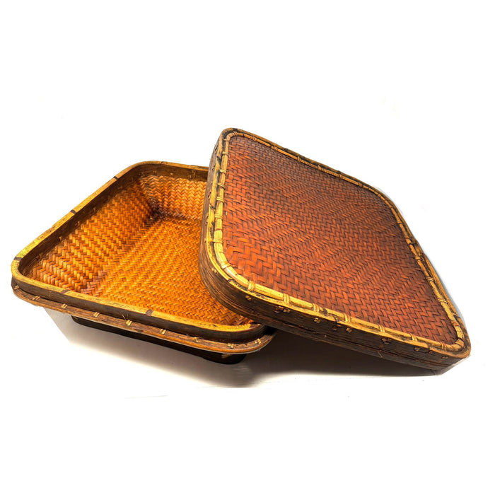 Huop Lidded Basket from the Philippines - 18" L X 18" W X 7" H