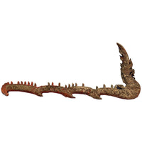 Monumental 19th Century Thai Wooden Temple Dragon with Reddish/Natural Coloration - 8.5' L X 4' H X 2.5" D