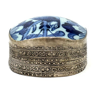 Antique Chinese Blue & White Porcelain Fragment Jewelry Box with Silver Finished Mount - 8" L X 5" W X 3" H