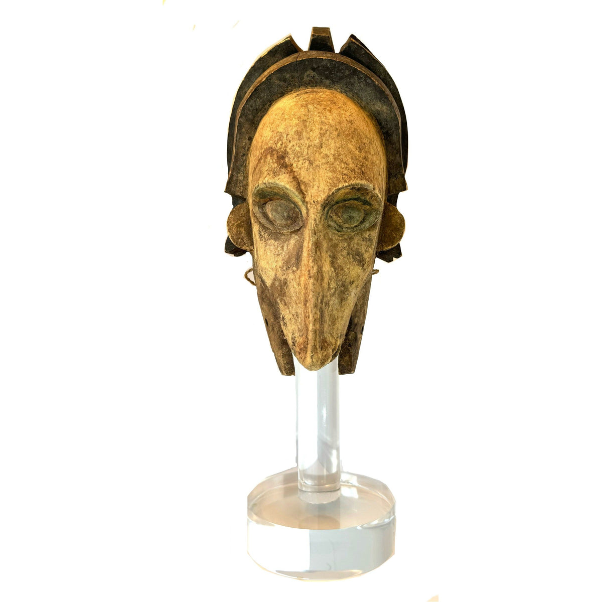 Bamana Marionette Head/Mask from Mali with Custom Acrylic Stand - 23.5" H X 9" W X 9.5" D