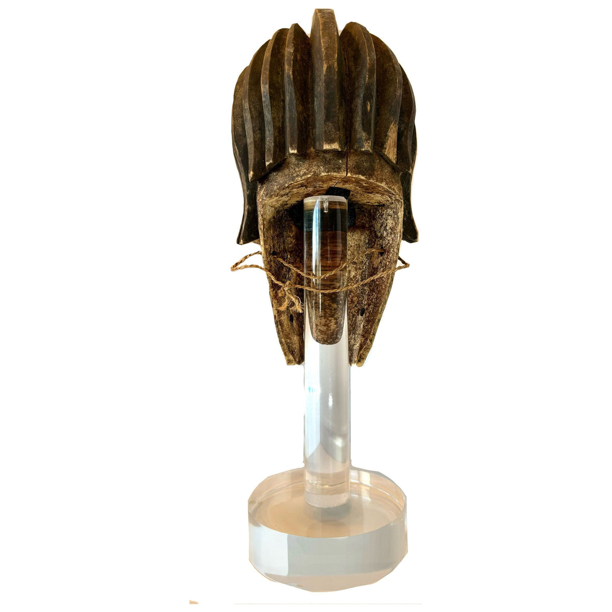 Bamana Marionette Head/Mask from Mali with Custom Acrylic Stand - 23.5" H X 9" W X 9.5" D