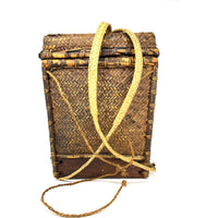 Vintage Rustic Lidded Backpack with Natural Buff and Brown Patina from the Philippines