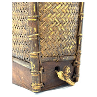 Vintage Rustic Lidded Backpack with Natural Buff and Brown Patina from the Philippines