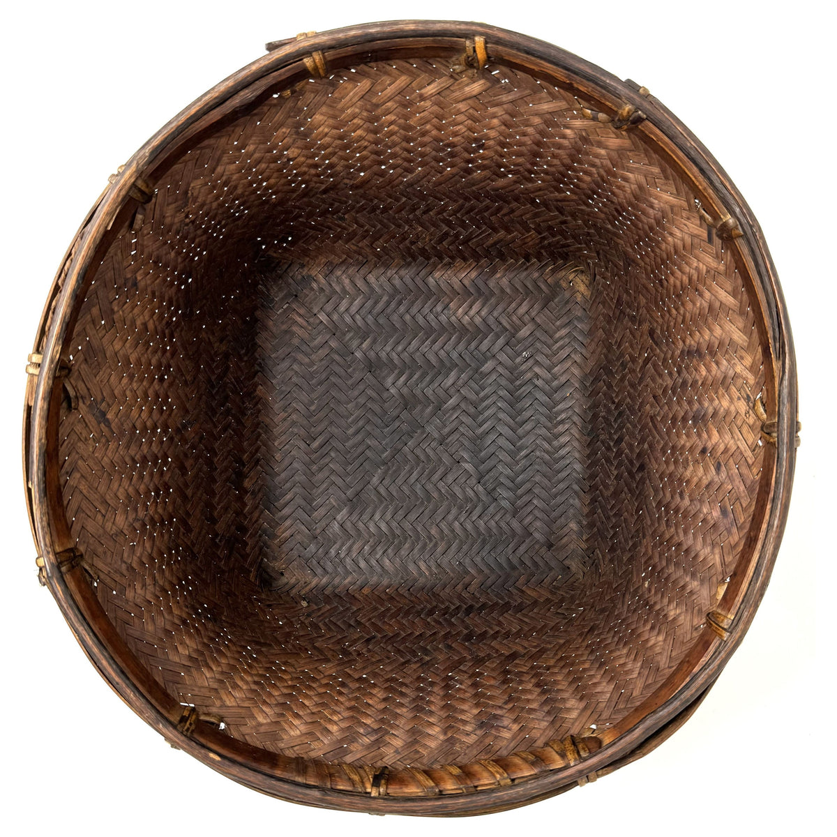 Philippine Intricately Woven Round Labba Farm Work Basket