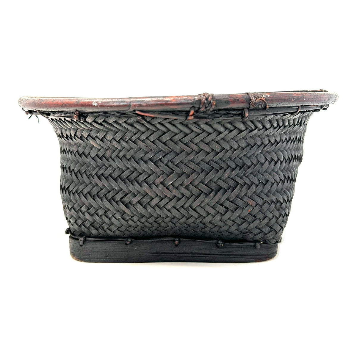 Vintage Philippine Woven Round Labba Farm Work Basket