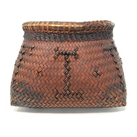 Intricately Woven Transitional Basket with Patterned Designs from the Philippines - 7.5" H X 10.25" Diam.