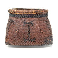 Intricately Woven Transitional Basket with Patterned Designs from the Philippines - 7.5" H X 10.25" Diam.