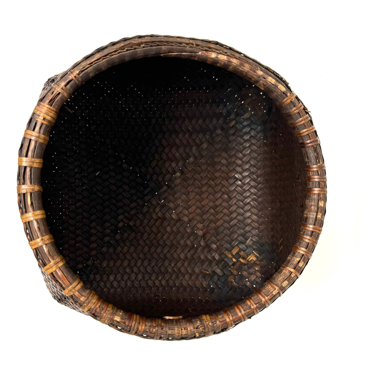 Intricately Woven Transitional Basket with Patterned Designs from the Philippines - 7.5" H X 10.25" Diam.