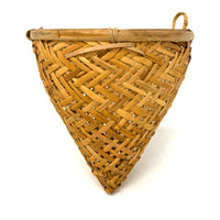 Vintage Buff-Colored Woven Fish Creel Strainer Basket from the Philippines - 7.25" Diam. X 6" H