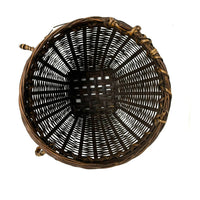 Small Round Vintage Basket with Two Loop Handles from the Philippines Measuring 6.75 Inches Tall and 8.75 Inches Diameter