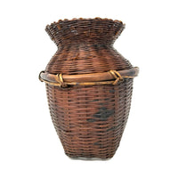 Small Intricately Woven Basket Measuring 8 Inches Tall with Different Weaving Techniques from the Philippines