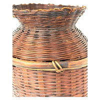 Small Intricately Woven Basket Measuring 8 Inches Tall with Different Weaving Techniques from the Philippines