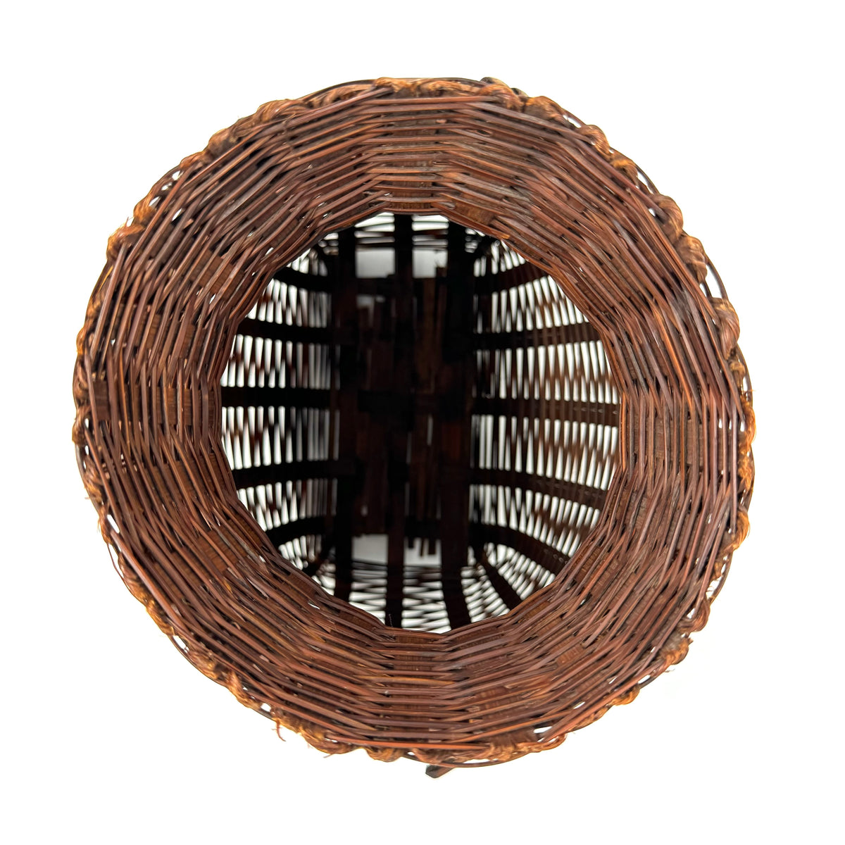 Small Intricately Woven Basket Measuring 8 Inches Tall with Different Weaving Techniques from the Philippines