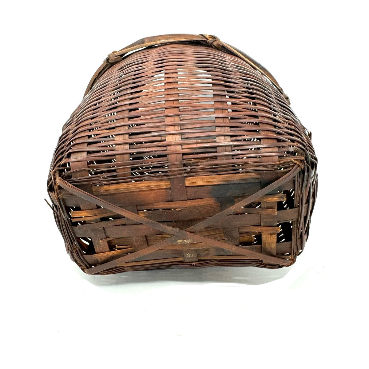 Small Intricately Woven Basket Measuring 8 Inches Tall with Different Weaving Techniques from the Philippines