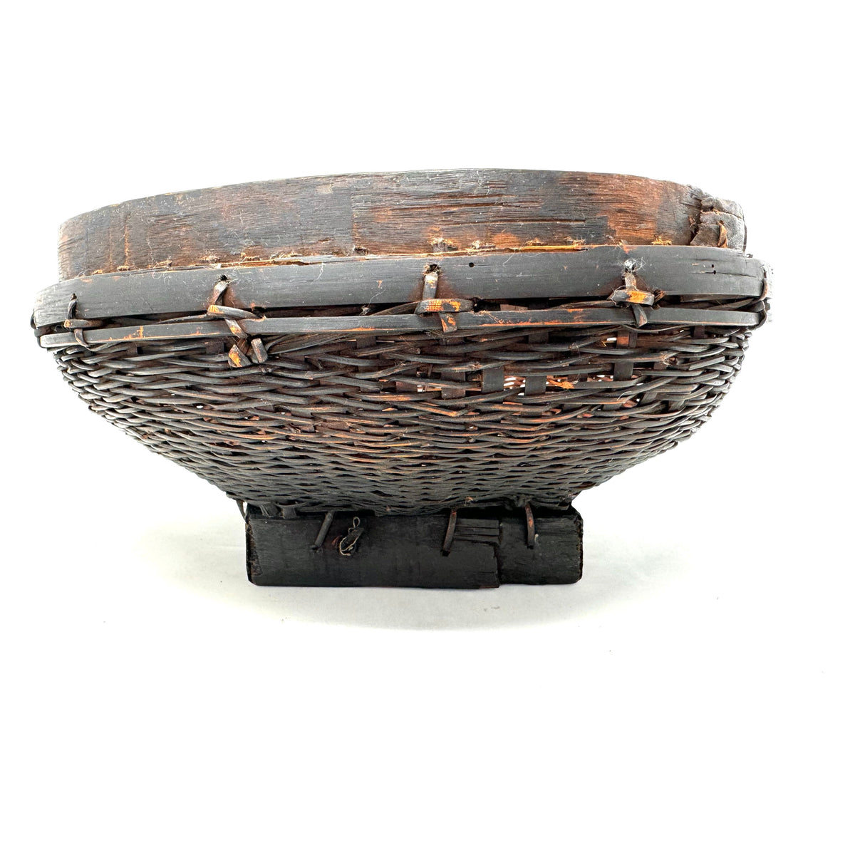 Round Vintage Winnowing Basket from the Philippines - 12.5" Diam. X 6" H