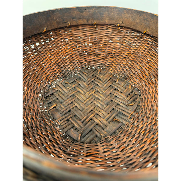 Round Vintage Winnowing Basket from the Philippines - 12.5" Diam. X 6" H