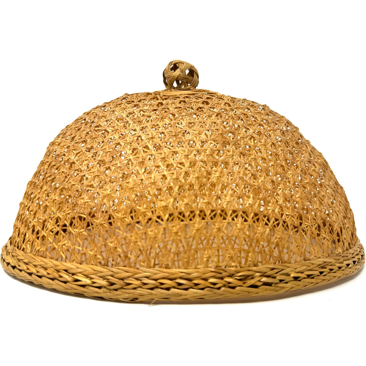 Intricately Woven Natural/Buff-Colored Food Cover/Lampshade from the Philippines - 6.5" H X 11.5" L X 8.25" W (Oval)