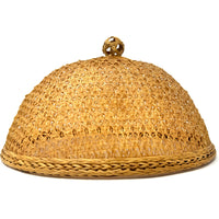 Intricately Woven Natural/Buff-Colored Food Cover/Lampshade from the Philippines - 6.5" H X 11.5" L X 8.25" W (Oval)