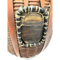 Vintage Barrel-Shaped Fish Trap Basket from the Philippines - 17" H X 11.5" Diam.