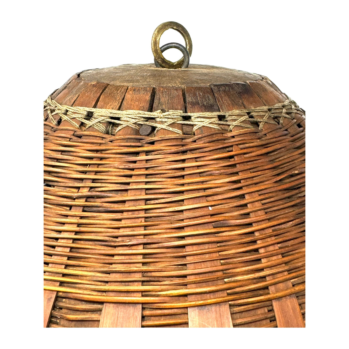 Vintage Barrel-Shaped Fish Trap Basket from the Philippines - 17" H X 11.5" Diam.