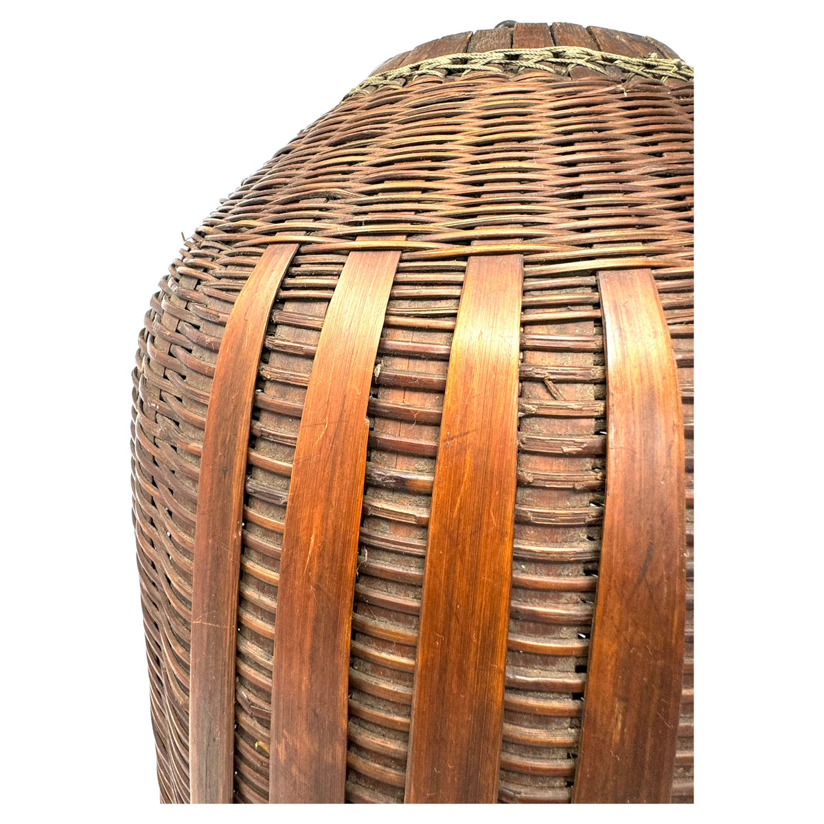 Vintage Barrel-Shaped Fish Trap Basket from the Philippines - 17" H X 11.5" Diam.