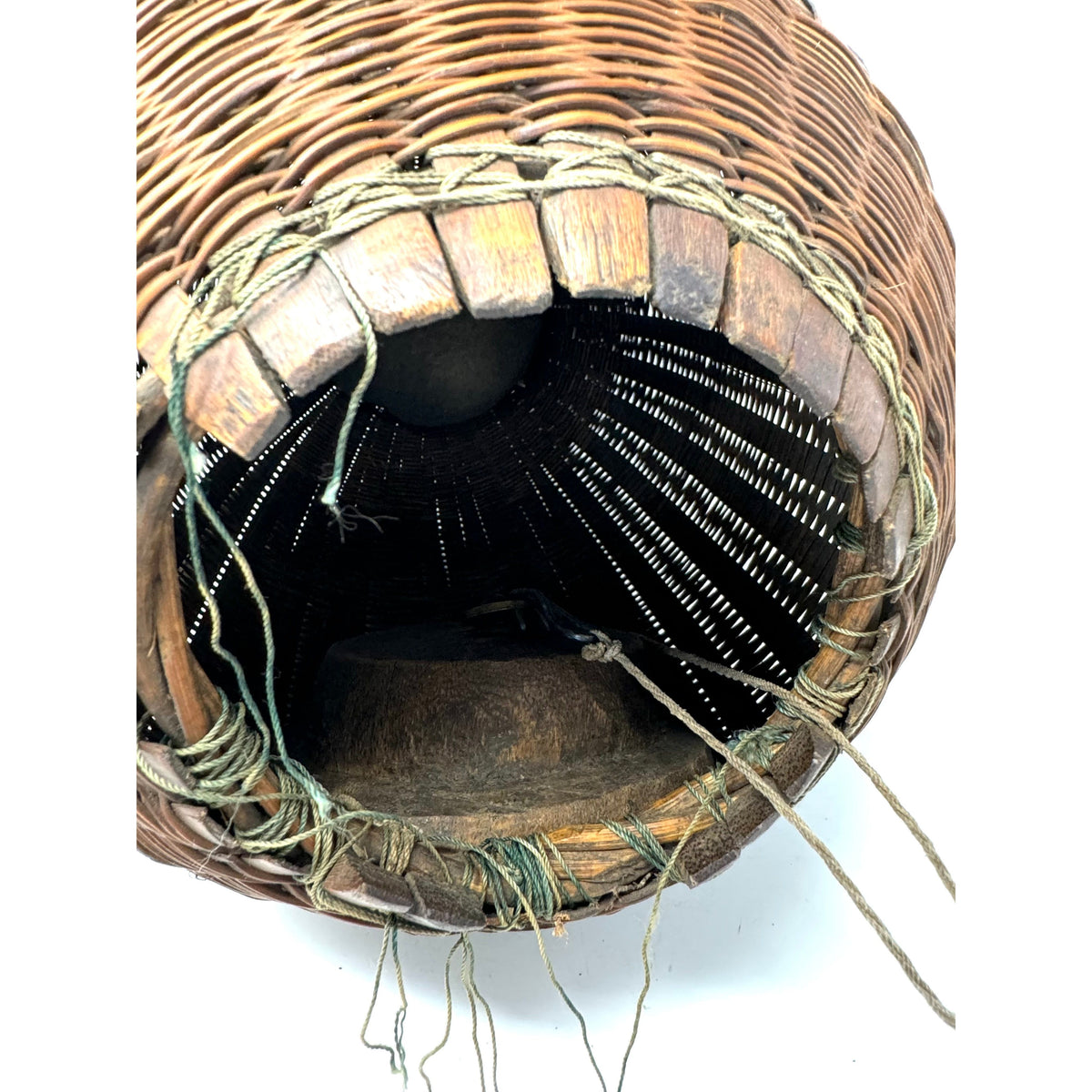 Vintage Barrel-Shaped Fish Trap Basket from the Philippines - 17" H X 11.5" Diam.