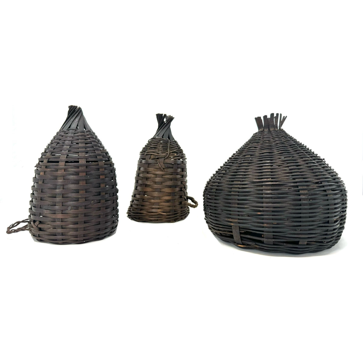 Three Vintage Philippine Bontok Gubu Fish Trap Baskets from the Philippines