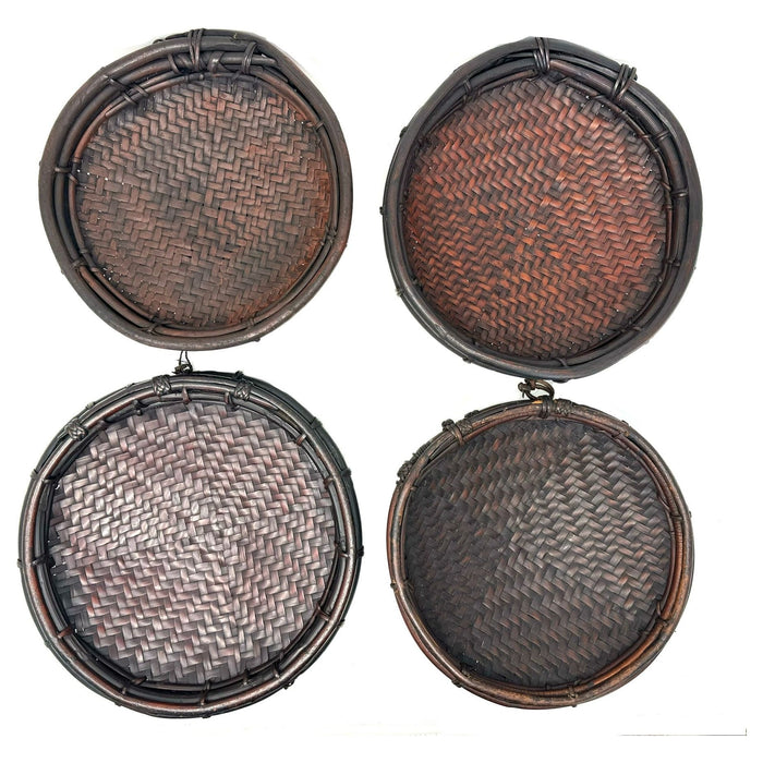 Set of Four Ilocano Round-Shaped Basket Trays from the Philippines - 9.5"-10.75" Diam. (Each)