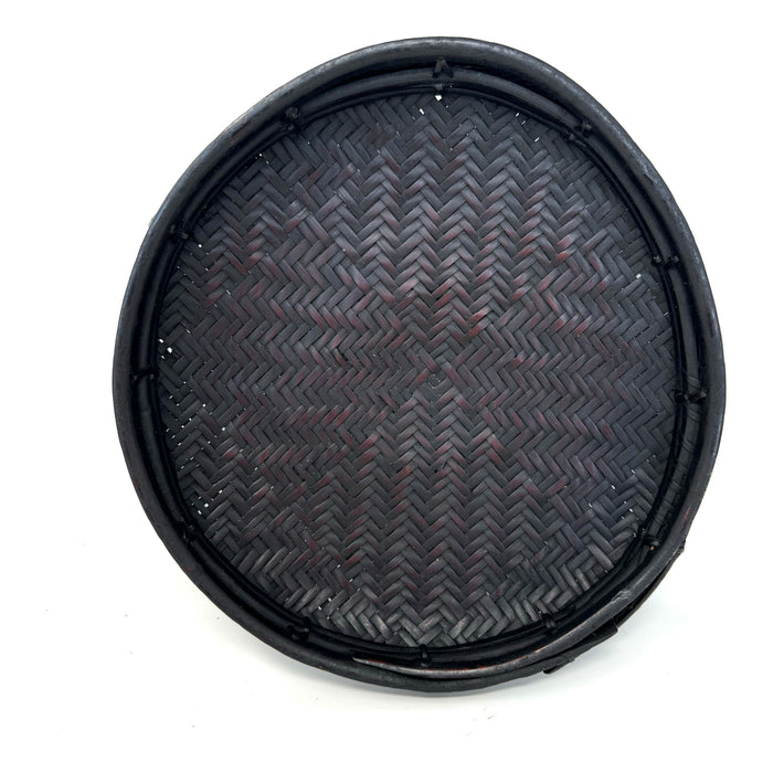 Philippine Ilocano Food Tray/Bowl with One-Over-Two Twill Pattern Construction - 10.63" Diam X 2.4" H