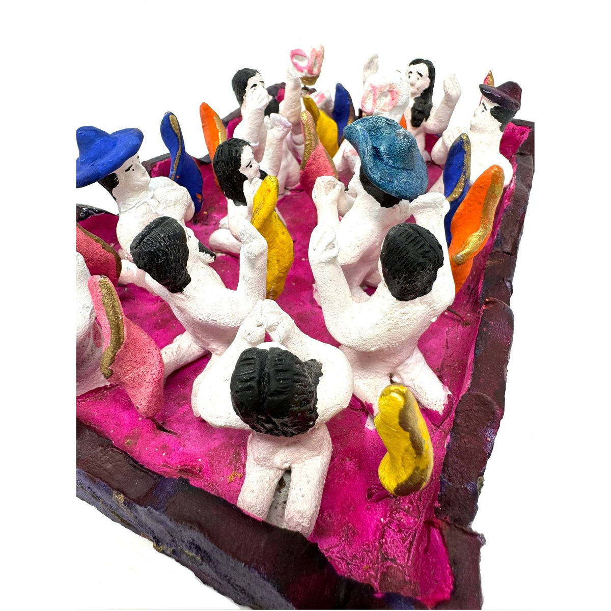 Folk Art 'Hell'/'Purgatory' Scene from Metepec, Mexico - 3" H X 9" L X 6" W