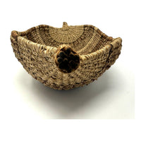 Ethiopian Gambela 'Canoe-Shaped' Basket with Brown and Black Stripes Measuring 19.75 Inches Long by 3.5 Inches Tall