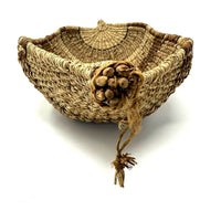 Ethiopian Gambela 'Canoe-Shaped' Basket with Brown and Black Stripes Measuring 19.75 Inches Long by 3.5 Inches Tall