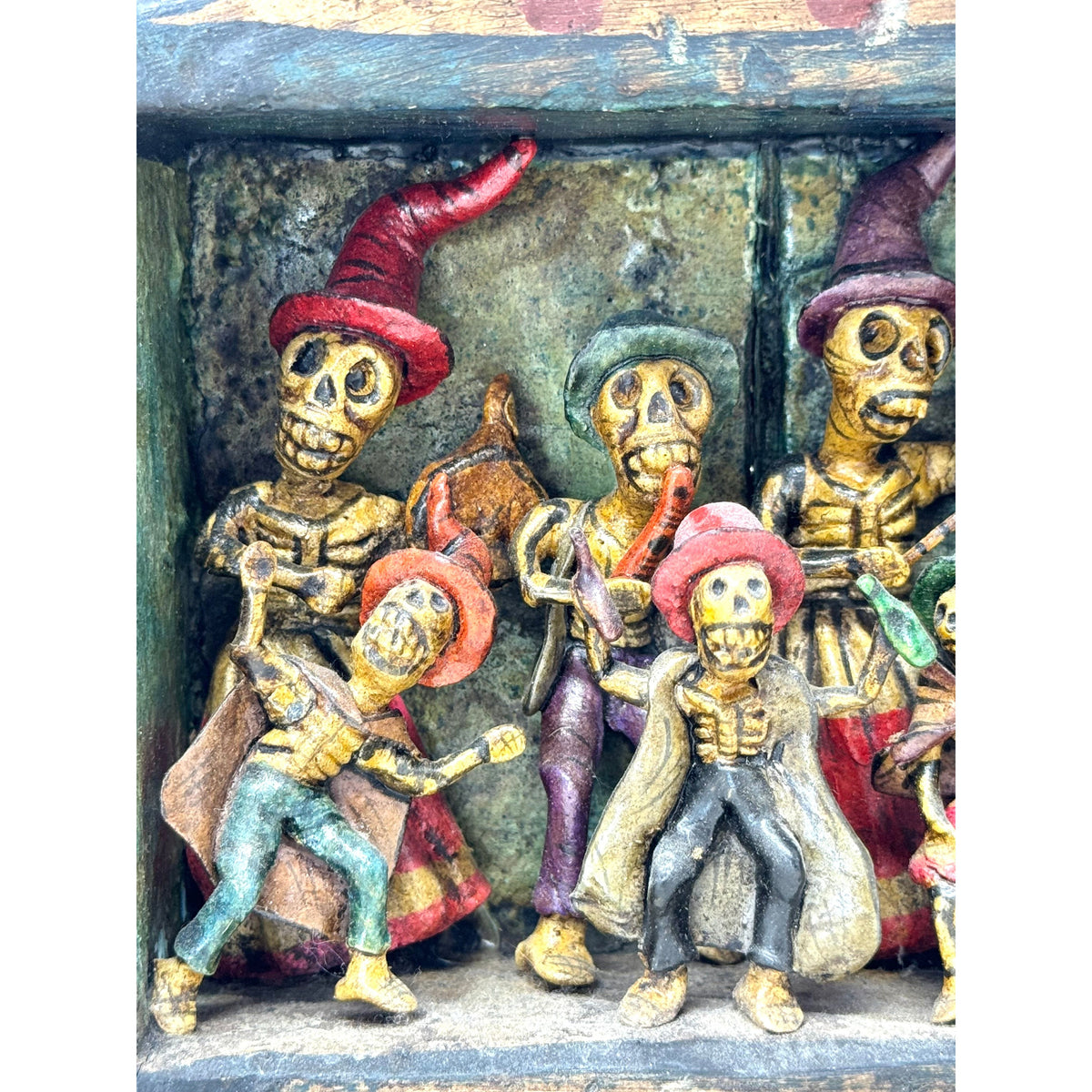 Nicario Jiménez 'Día de Los Muertos'/'Day of the Dead' Folk Art Retablo from Peru - 5" H X 12.5" W