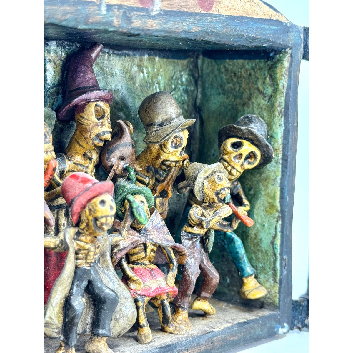 Nicario Jiménez 'Día de Los Muertos'/'Day of the Dead' Folk Art Retablo from Peru - 5" H X 12.5" W