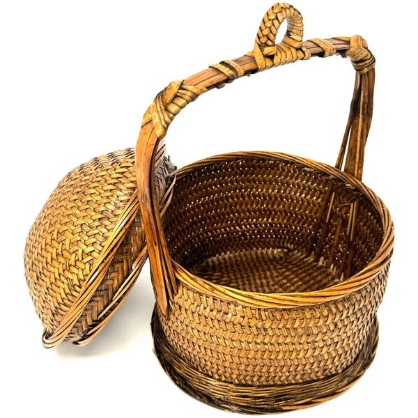 Vintage Philippine Wedding-Style Basket - 9.5" H X 6.5" Diam.