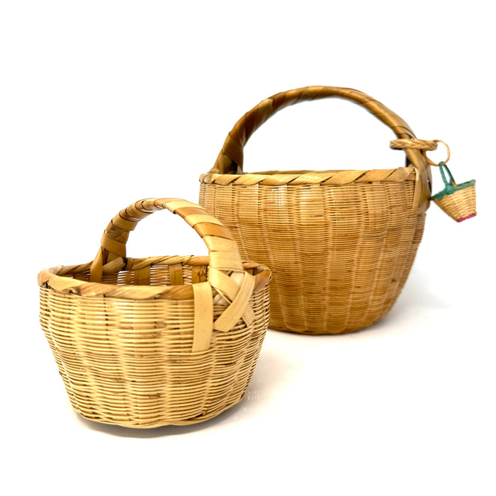 Set of 3 Intricately Woven Philippine Baskets - 4.5", 5" & 7.5" Diam.