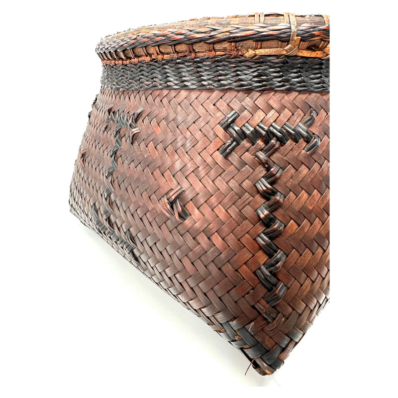 Intricately Woven Transitional Basket with Patterned Designs from the Philippines - 7.5" H X 10.25" Diam.