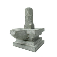 Hand-Carved Cambodian Gray Linga with Architectural Base - 5" H X 3.25" W X 6" D