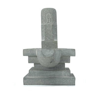 Hand-Carved Cambodian Gray Linga with Architectural Base - 5" H X 3.25" W X 6" D