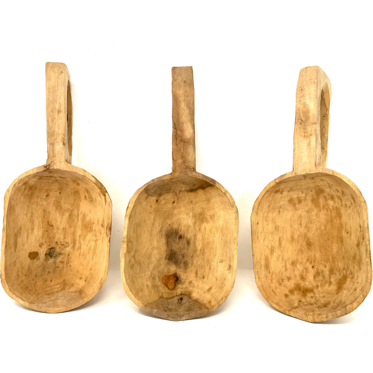 Vintage Natural Wooden 10-Piece Serving Set from Michoacán Mexico