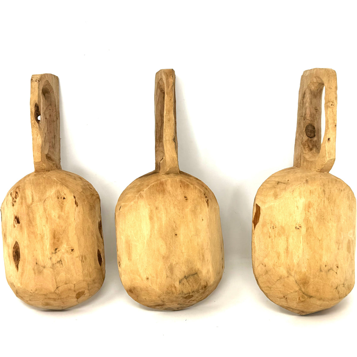 Vintage Natural Wooden 10-Piece Serving Set from Michoacán Mexico