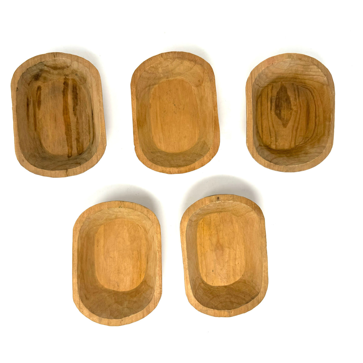 Vintage Natural Wooden 10-Piece Serving Set from Michoacán Mexico