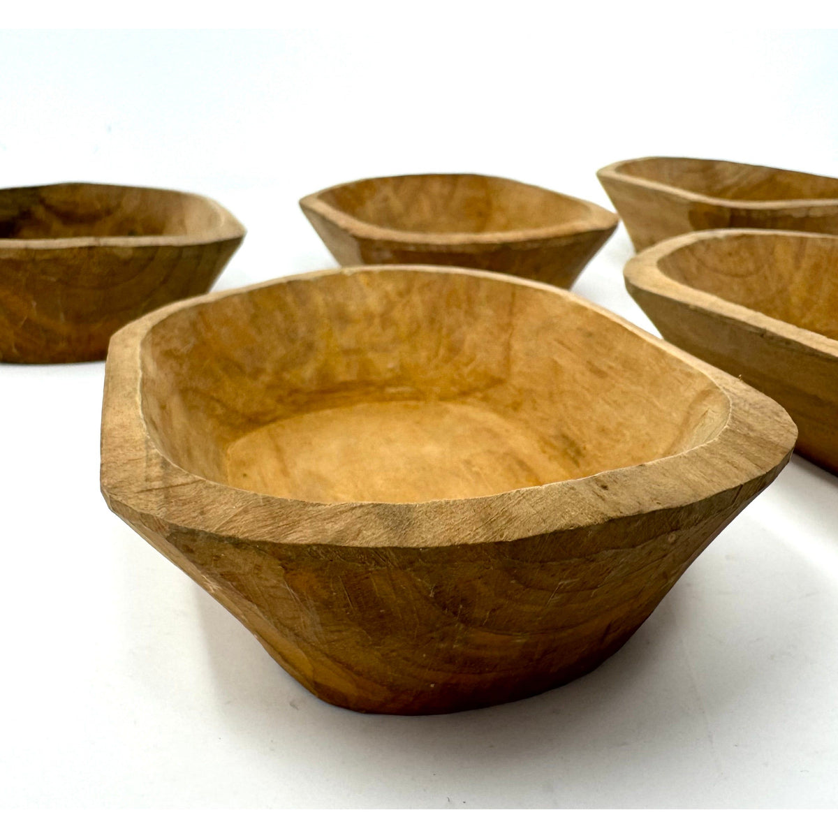 Vintage Natural Wooden 10-Piece Serving Set from Michoacán Mexico