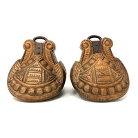 Pair of 19th Century Mapuche Carved Wood Stirrups from Chile/Argentina - 7.5" H X 6.75" W X 7.5" D (Each)