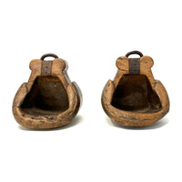 Pair of 19th Century Mapuche Carved Wood Stirrups from Chile/Argentina - 7.5" H X 6.75" W X 7.5" D (Each)