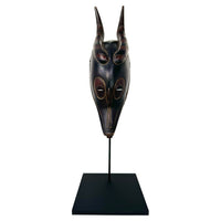 Antique Guro Antelope Mask 'Zamble' from Ivory Coast with Metal Stand - 22.25" H X 5" W X 6.75" D