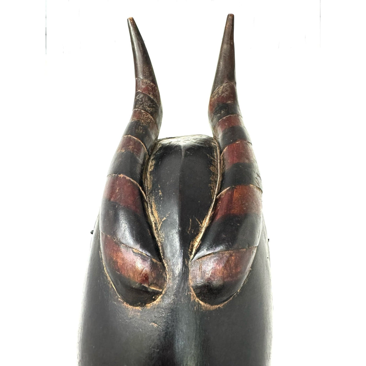 Antique Guro Antelope Mask 'Zamble' from Ivory Coast with Metal Stand - 22.25" H X 5" W X 6.75" D