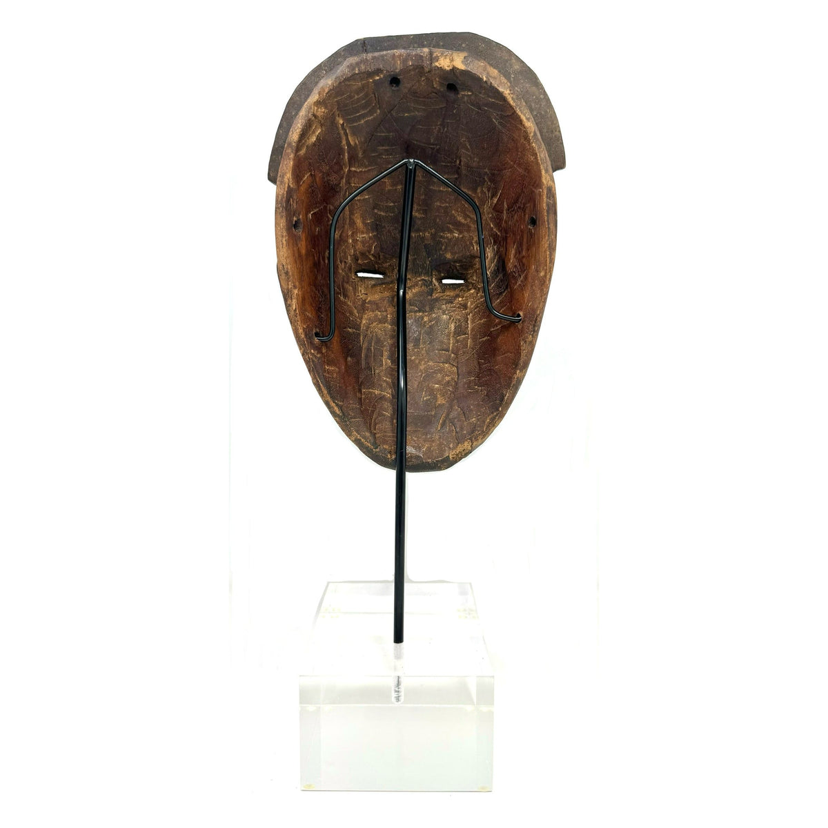 Vintage Baule Portrait Mask from Ivory Coast with Acrylic Stand - 16" H X 6.5" W X 3.5" D