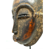 Vintage Baule Portrait Mask from Ivory Coast - 16" H X 6.5" W X 3.5" D