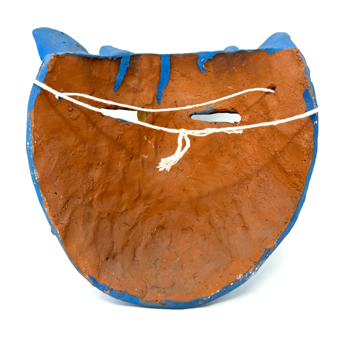 Blue-Colored Clay Devil Mask from Ocumicho, Michoacán, Mexico - 8" H X 7" W X 4" D